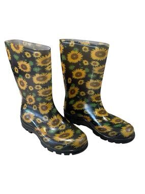 Asgard Women's 6-6.5 Mid Calf Boots Sunflower Waterproof Rubber Boots Garden